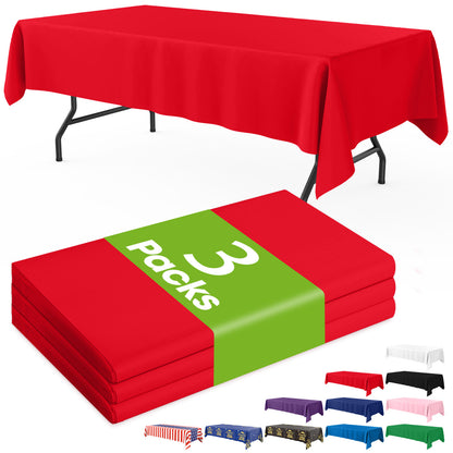 Pureegg Plastic Table Cloth Disposable 3 Pack, 54x108 Inch Rectangular Table Cloth, Leakproof Table Cover for Party, Picnic, US210-3