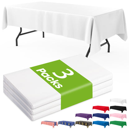 Pureegg Plastic Table Cloth Disposable 3 Pack, 54x108 Inch Rectangular Table Cloth, Leakproof Table Cover for Party, Picnic, US210-3