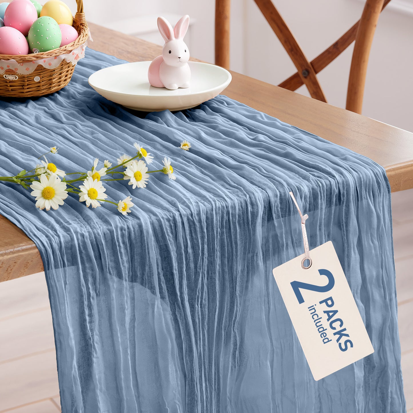 Pureegg 2-Pack Cheese Cloths Table Runner, 120'' Boho Table Cloth Decorations for Party, Baby Shower, Wedding and Farmhouse, Fabric Room Decor, Dusty Pink