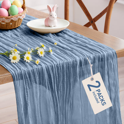 Pureegg 2-Pack Cheese Cloths Table Runner, 120'' Boho Table Cloth Decorations for Party, Baby Shower, Wedding and Farmhouse, Fabric Room Decor, Dusty Pink