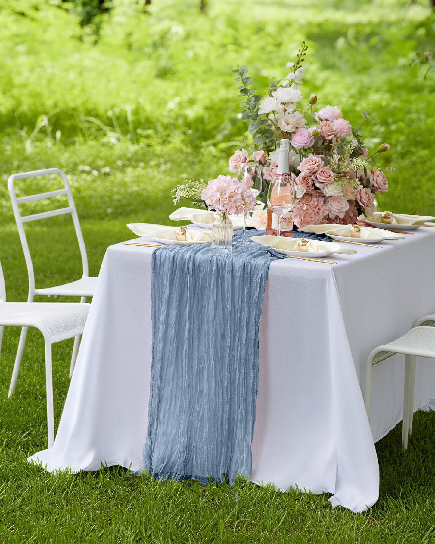 Pureegg 2-Pack Cheese Cloths Table Runner, 120'' Boho Table Cloth Decorations for Party, Baby Shower, Wedding and Farmhouse, Fabric Room Decor, Dusty Pink