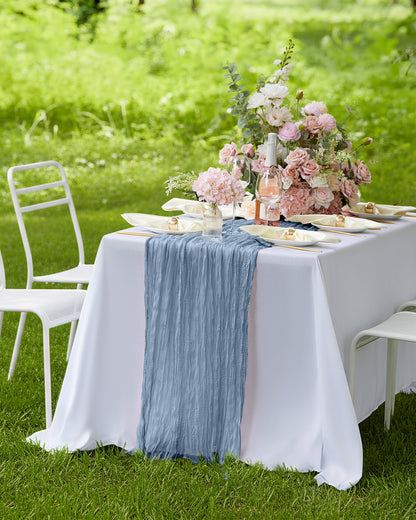 Pureegg 2-Pack Cheese Cloths Table Runner, 120'' Boho Table Cloth Decorations for Party, Baby Shower, Wedding and Farmhouse, Fabric Room Decor, Dusty Pink