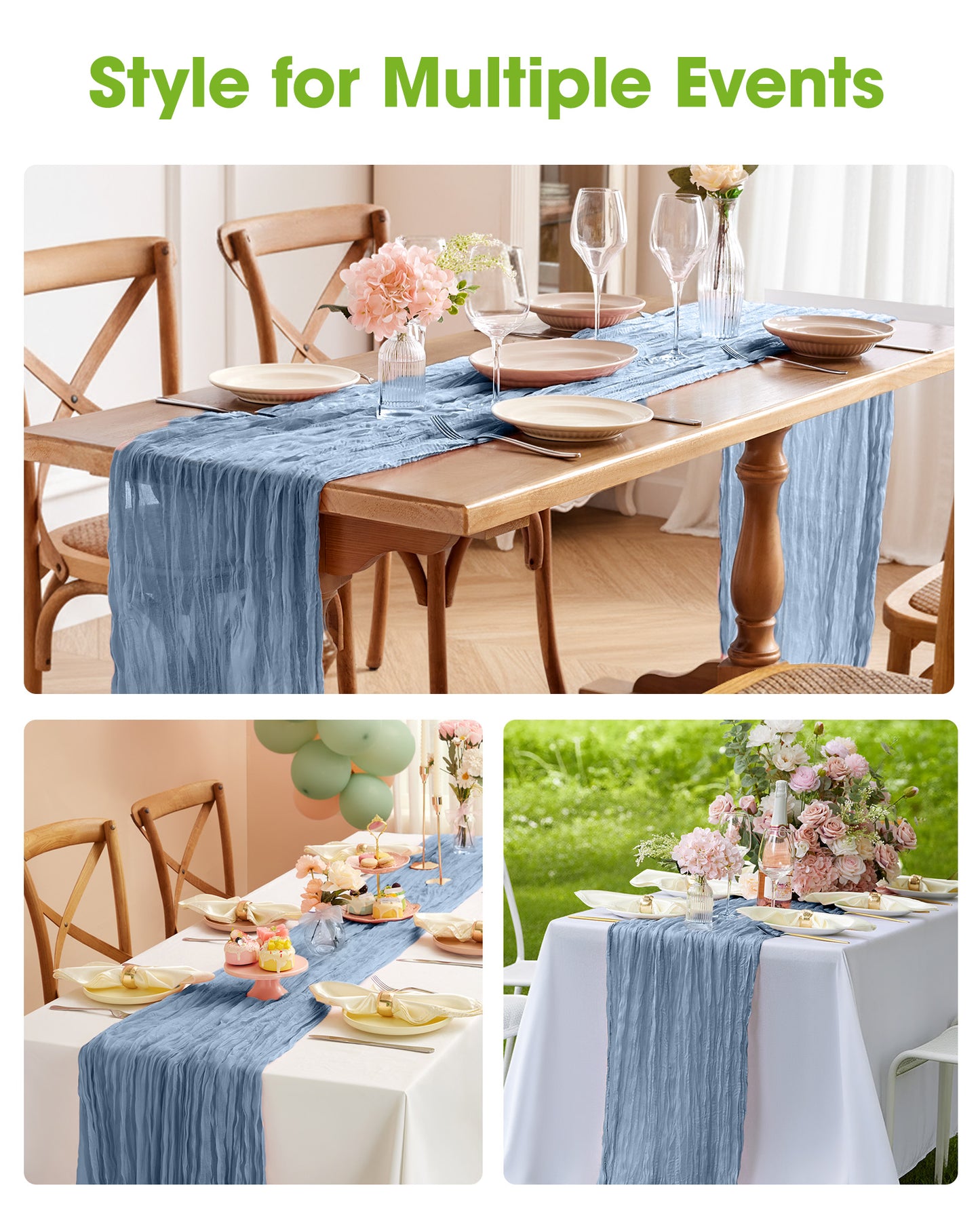 Pureegg 2-Pack Cheese Cloths Table Runner, 120'' Boho Table Cloth Decorations for Party, Baby Shower, Wedding and Farmhouse, Fabric Room Decor, Dusty Pink