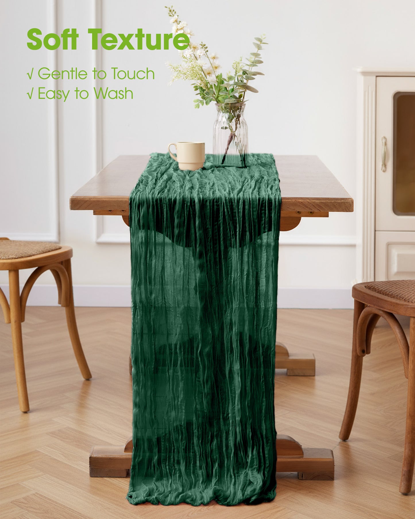 Pureegg 2-Pack Cheese Cloths Table Runner, 120'' Boho Table Cloth Decorations for Party, Baby Shower, Wedding and Farmhouse, Fabric Room Decor, Dusty Pink