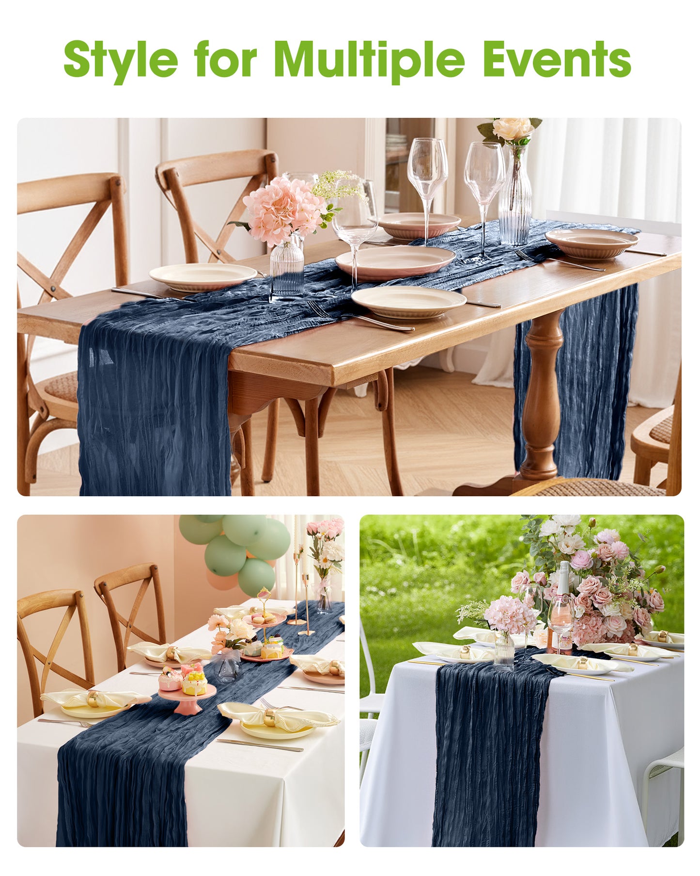 Pureegg 2-Pack Cheese Cloths Table Runner, 120'' Boho Table Cloth Decorations for Party, Baby Shower, Wedding and Farmhouse, Fabric Room Decor, Dusty Pink