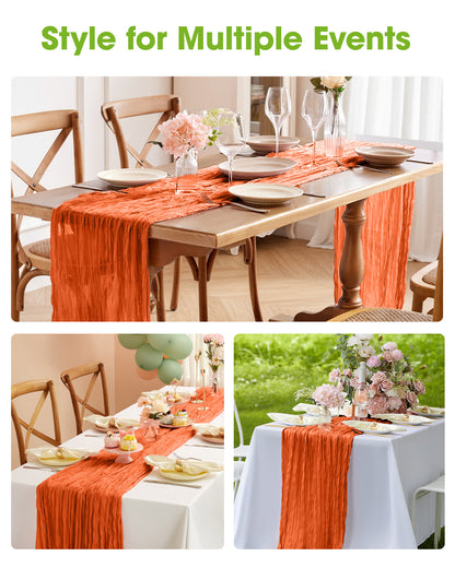 Pureegg 2-Pack Cheese Cloths Table Runner, 120'' Boho Table Cloth Decorations for Party, Baby Shower, Wedding and Farmhouse, Fabric Room Decor, Dusty Pink