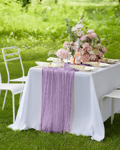 Pureegg 2-Pack Cheese Cloths Table Runner, 120'' Boho Table Cloth Decorations for Party, Baby Shower, Wedding and Farmhouse, Fabric Room Decor, Dusty Pink