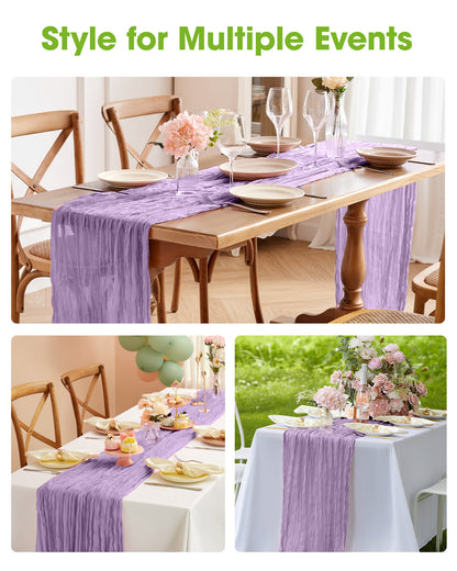 Pureegg 2-Pack Cheese Cloths Table Runner, 120'' Boho Table Cloth Decorations for Party, Baby Shower, Wedding and Farmhouse, Fabric Room Decor, Dusty Pink