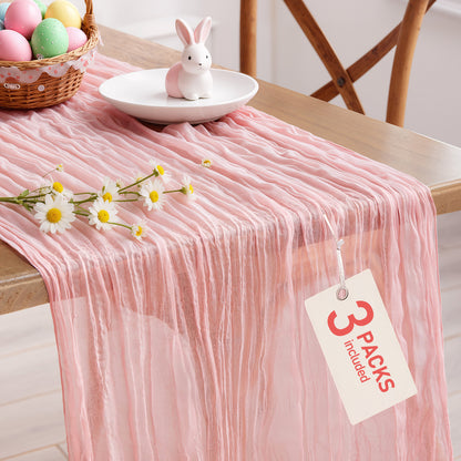 Pureegg 2-Pack Cheese Cloths Table Runner, 120'' Boho Table Cloth Decorations for Party, Baby Shower, Wedding and Farmhouse, Fabric Room Decor, Dusty Pink