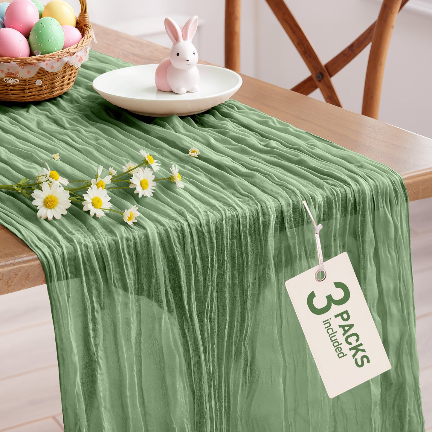 Pureegg 2-Pack Cheese Cloths Table Runner, 120'' Boho Table Cloth Decorations for Party, Baby Shower, Wedding and Farmhouse, Fabric Room Decor, Dusty Pink