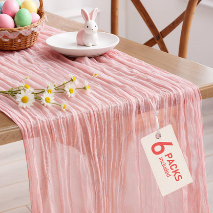 Pureegg 2-Pack Cheese Cloths Table Runner, 120'' Boho Table Cloth Decorations for Party, Baby Shower, Wedding and Farmhouse, Fabric Room Decor, Dusty Pink
