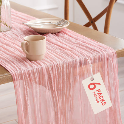Pureegg 2-Pack Cheese Cloths Table Runner, 120'' Boho Table Cloth Decorations for Party, Baby Shower, Wedding and Farmhouse, Fabric Room Decor, Dusty Pink