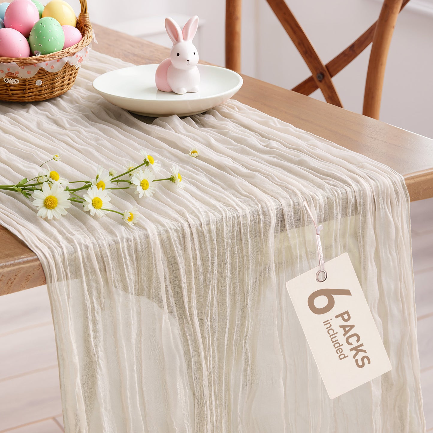 Pureegg 2-Pack Cheese Cloths Table Runner, 120'' Boho Table Cloth Decorations for Party, Baby Shower, Wedding and Farmhouse, Fabric Room Decor, Dusty Pink