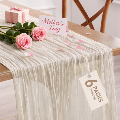 Pureegg 2-Pack Cheese Cloths Table Runner, 120'' Boho Table Cloth Decorations for Party, Baby Shower, Wedding and Farmhouse, Fabric Room Decor, Dusty Pink