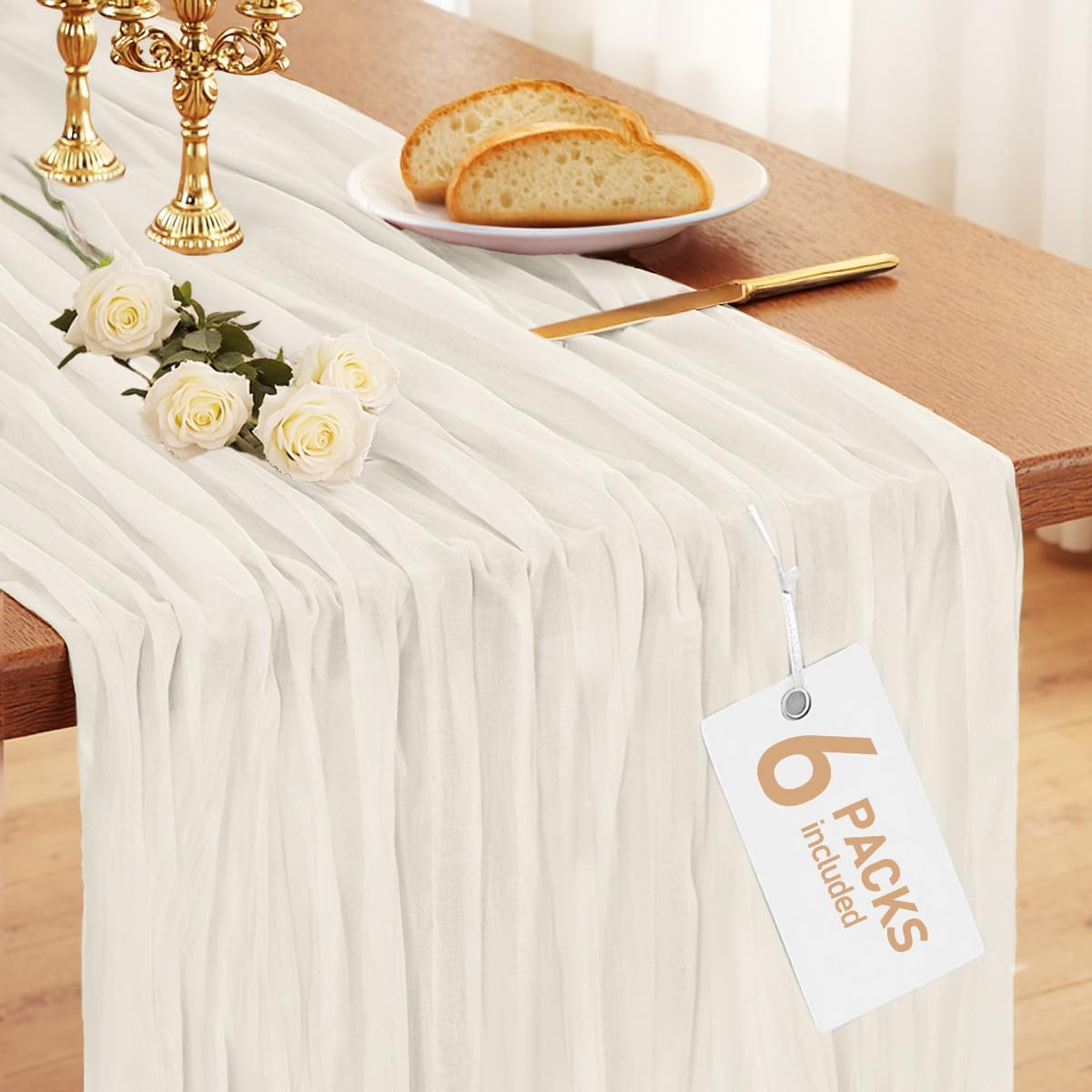 Pureegg 2-Pack Cheese Cloths Table Runner, 120'' Boho Table Cloth Decorations for Party, Baby Shower, Wedding and Farmhouse, Fabric Room Decor, Dusty Pink