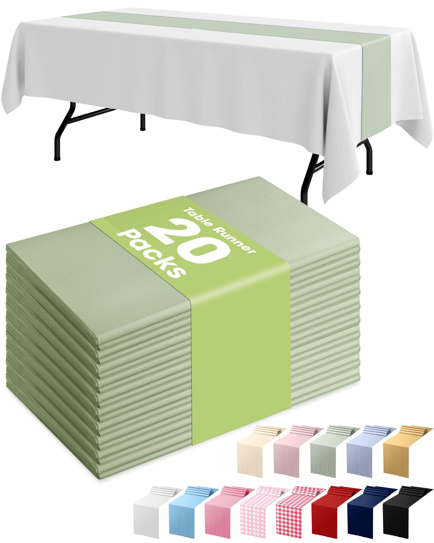 Pureegg Gold Plastic Table Runners - 10 Pack, 14'' x 108'', Water Resistant & Disposable Centerpiece Decorations for Table Cloth, Wedding, Birthday, Holiday, Baby Shower, Party, Home Decor