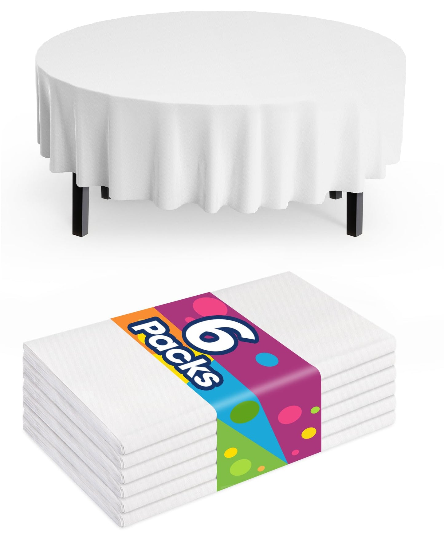 Pureegg Plastic Table Cloth Disposable 6 Pack, 54 x 108 Inch Table Cloths, Party, Picnic, Wedding, Decorative Tablecloths, Rectangle, White Plastic Cover, Waterproof, White