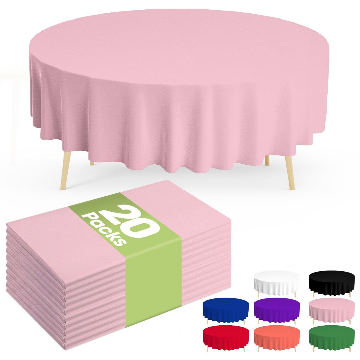 Pureegg Plastic Table Cloth Disposable 20 Pack, 54 x 108 Inch Table Cloths, Party, Picnic, Wedding, Decorative Tablecloths, Rectangle, White Plastic Cover, Leakproof & Sturdy, White