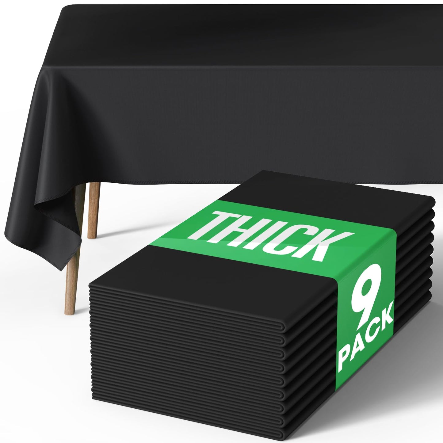 Pureegg Rectangle Table Cloth 60" x 84" – Durable Polyester Tablecloth Offers Reusable & Washable Protection, Ideal for Outdoor Party, Picnic, Wedding, Banquet and Birthday, 1 Pack, Black