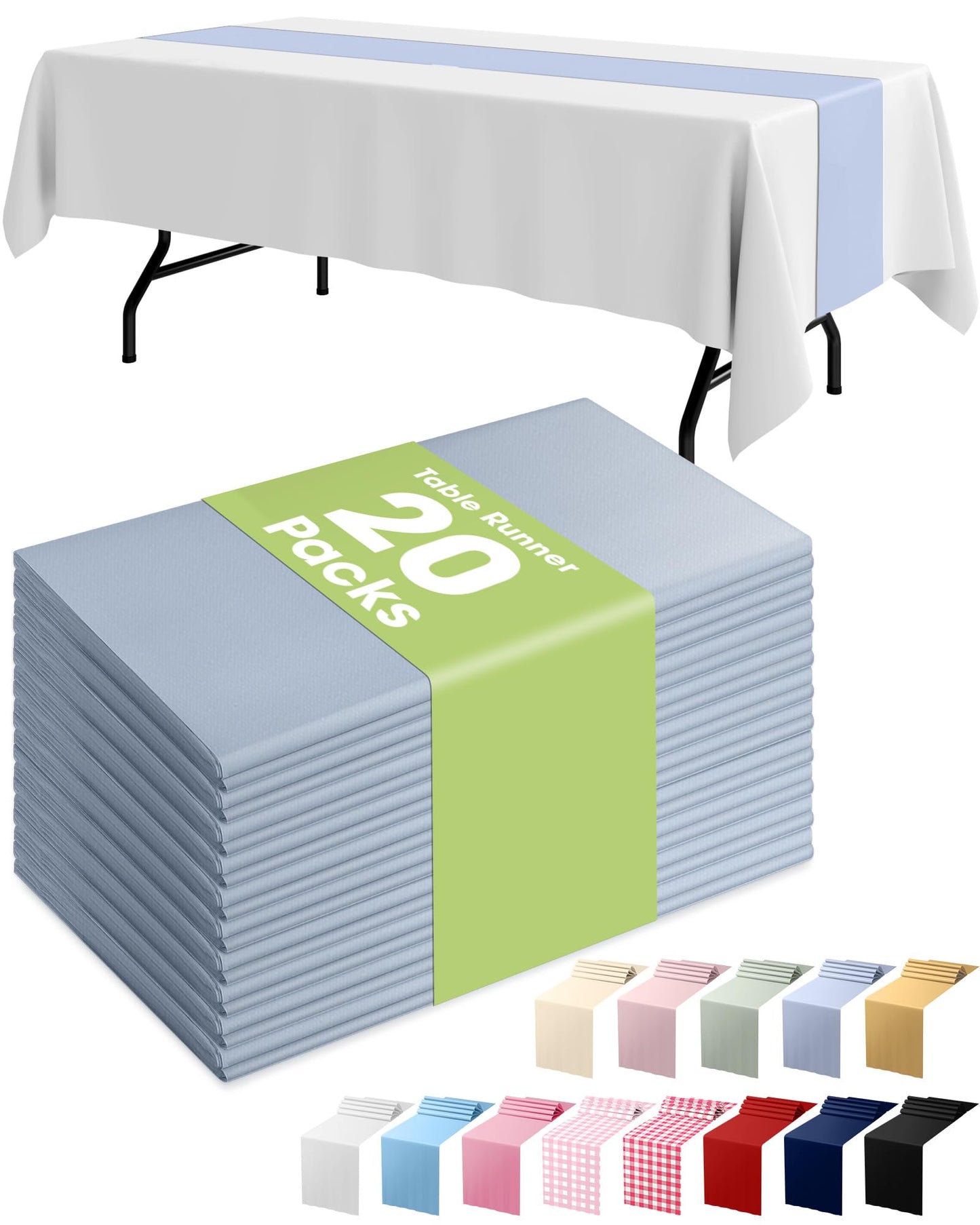 Pureegg Gold Plastic Table Runners - 10 Pack, 14'' x 108'', Water Resistant & Disposable Centerpiece Decorations for Table Cloth, Wedding, Birthday, Holiday, Baby Shower, Party, Home Decor