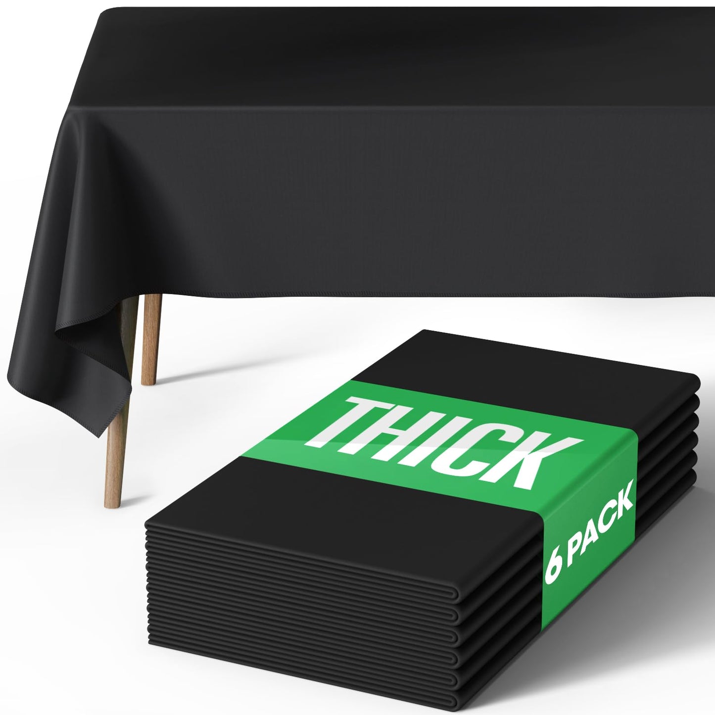 Pureegg Rectangle Table Cloth 60" x 84" – Durable Polyester Tablecloth Offers Reusable & Washable Protection, Ideal for Outdoor Party, Picnic, Wedding, Banquet and Birthday, 1 Pack, Black