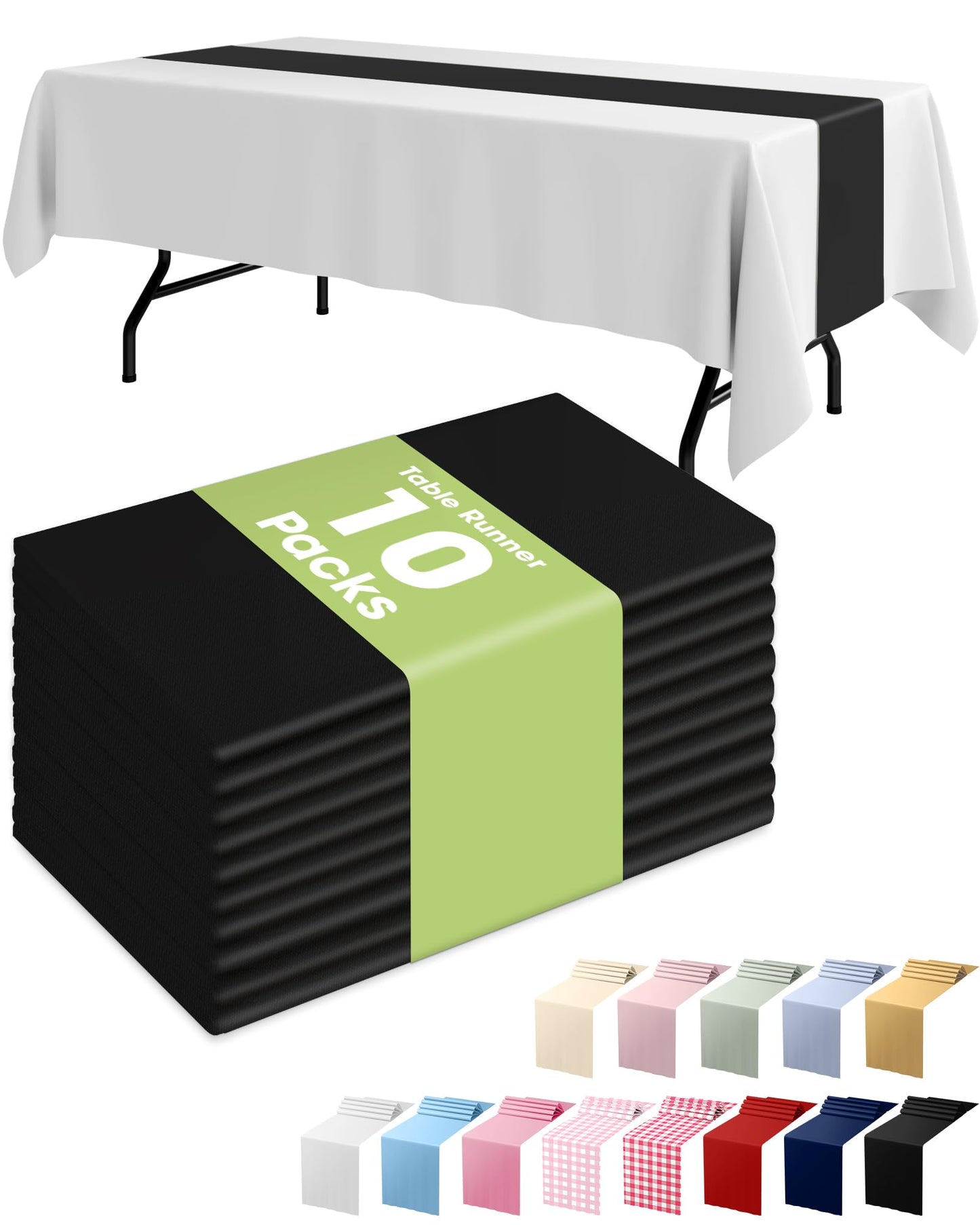 Pureegg Gold Plastic Table Runners - 10 Pack, 14'' x 108'', Water Resistant & Disposable Centerpiece Decorations for Table Cloth, Wedding, Birthday, Holiday, Baby Shower, Party, Home Decor