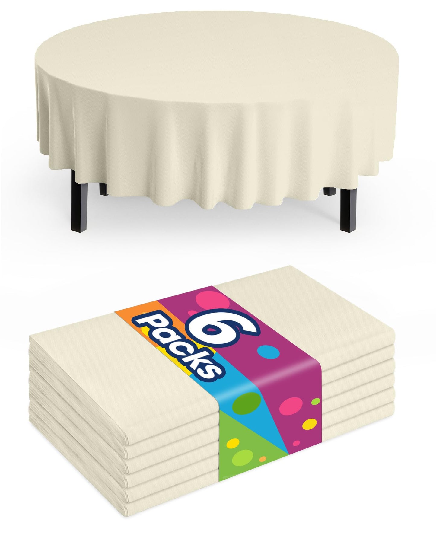 Pureegg Plastic Table Cloth Disposable 6 Pack, 54 x 108 Inch Table Cloths, Party, Picnic, Wedding, Decorative Tablecloths, Rectangle, White Plastic Cover, Waterproof, White