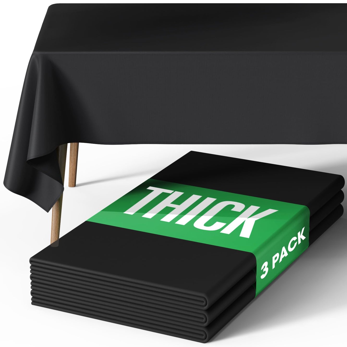 Pureegg Rectangle Table Cloth 60" x 84" – Durable Polyester Tablecloth Offers Reusable & Washable Protection, Ideal for Outdoor Party, Picnic, Wedding, Banquet and Birthday, 1 Pack, Black