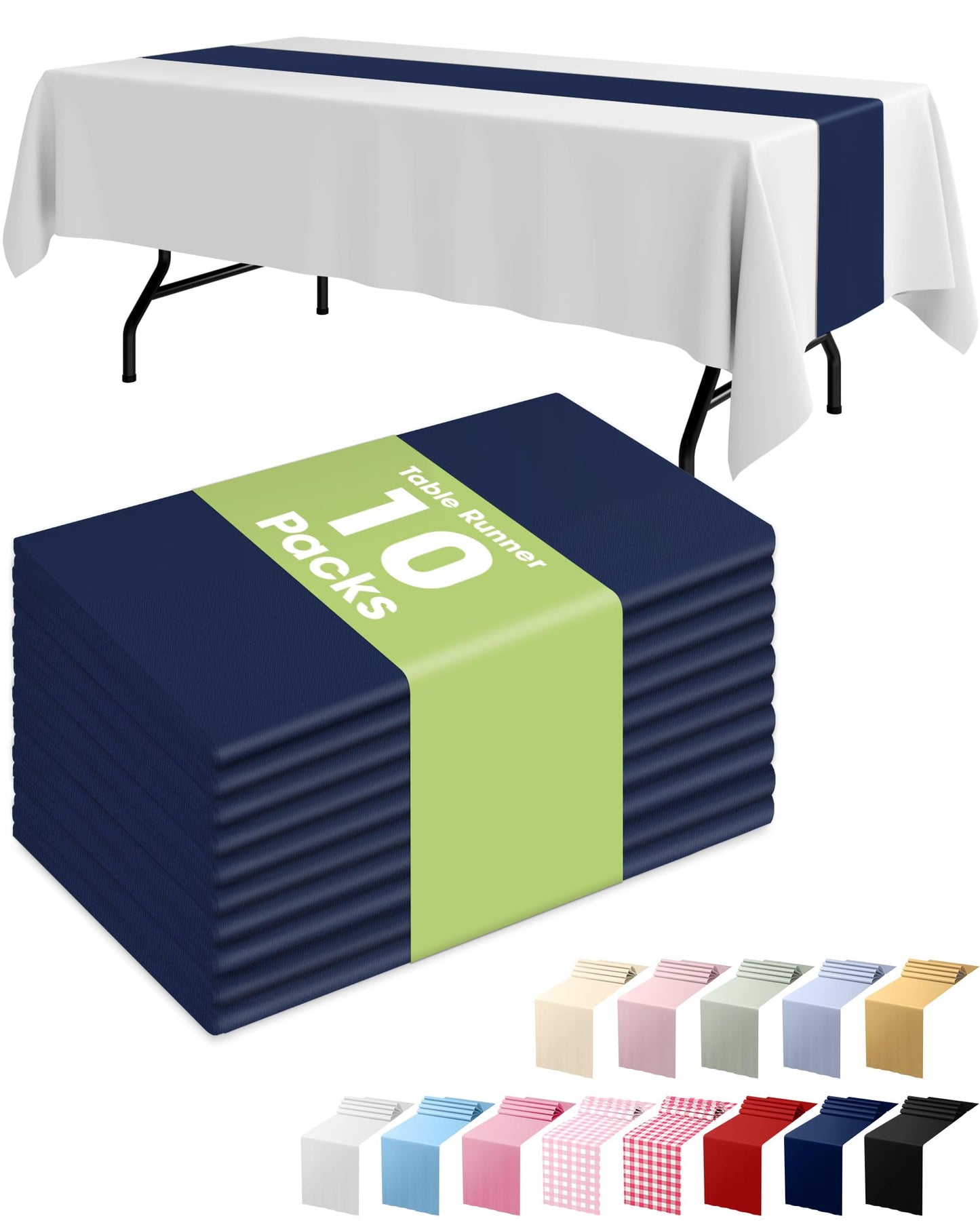 Pureegg Gold Plastic Table Runners - 10 Pack, 14'' x 108'', Water Resistant & Disposable Centerpiece Decorations for Table Cloth, Wedding, Birthday, Holiday, Baby Shower, Party, Home Decor