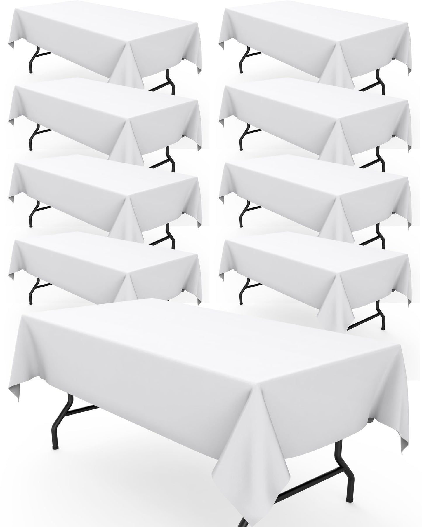 Pureegg Rectangle Table Cloth 60" x 102" – Durable Polyester Tablecloth Offers Reusable & Washable Protection, Ideal for Outdoor Party, Picnic, Wedding, Banquet and Birthday, 2 Pack, White