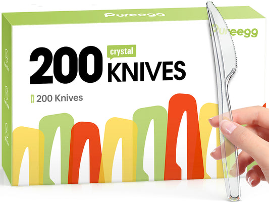 Pureegg Plastic Knives - 200 Packs
