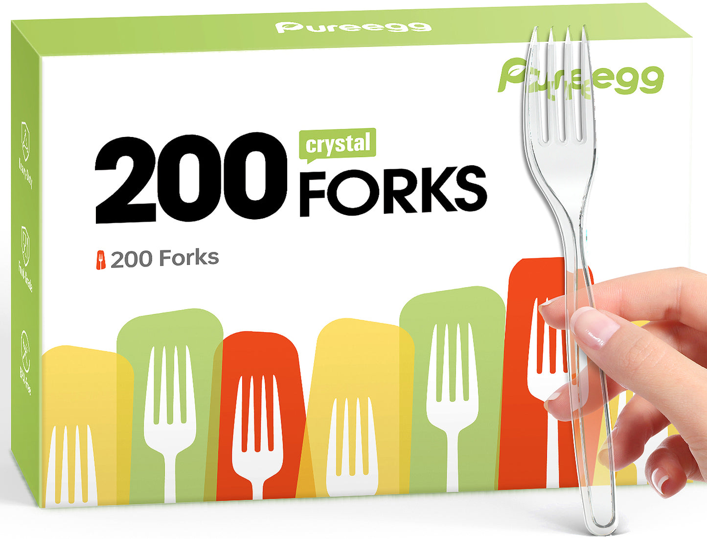 Pureegg Plastic Forks - 200 Packs, Premium 7" Disposable Forks, Heat-Resistant & BPA-Free Plastic Forks Heavy Duty, Party Supplies, Clear Plastic Forks for Office, Picnics, Restaurants, Everyday Use