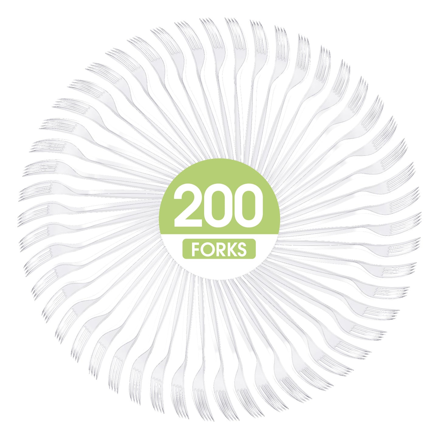 Pureegg Plastic Forks - 200 Packs, Premium 7" Disposable Forks, Heat-Resistant & BPA-Free Plastic Forks Heavy Duty, Party Supplies, Clear Plastic Forks for Office, Picnics, Restaurants, Everyday Use