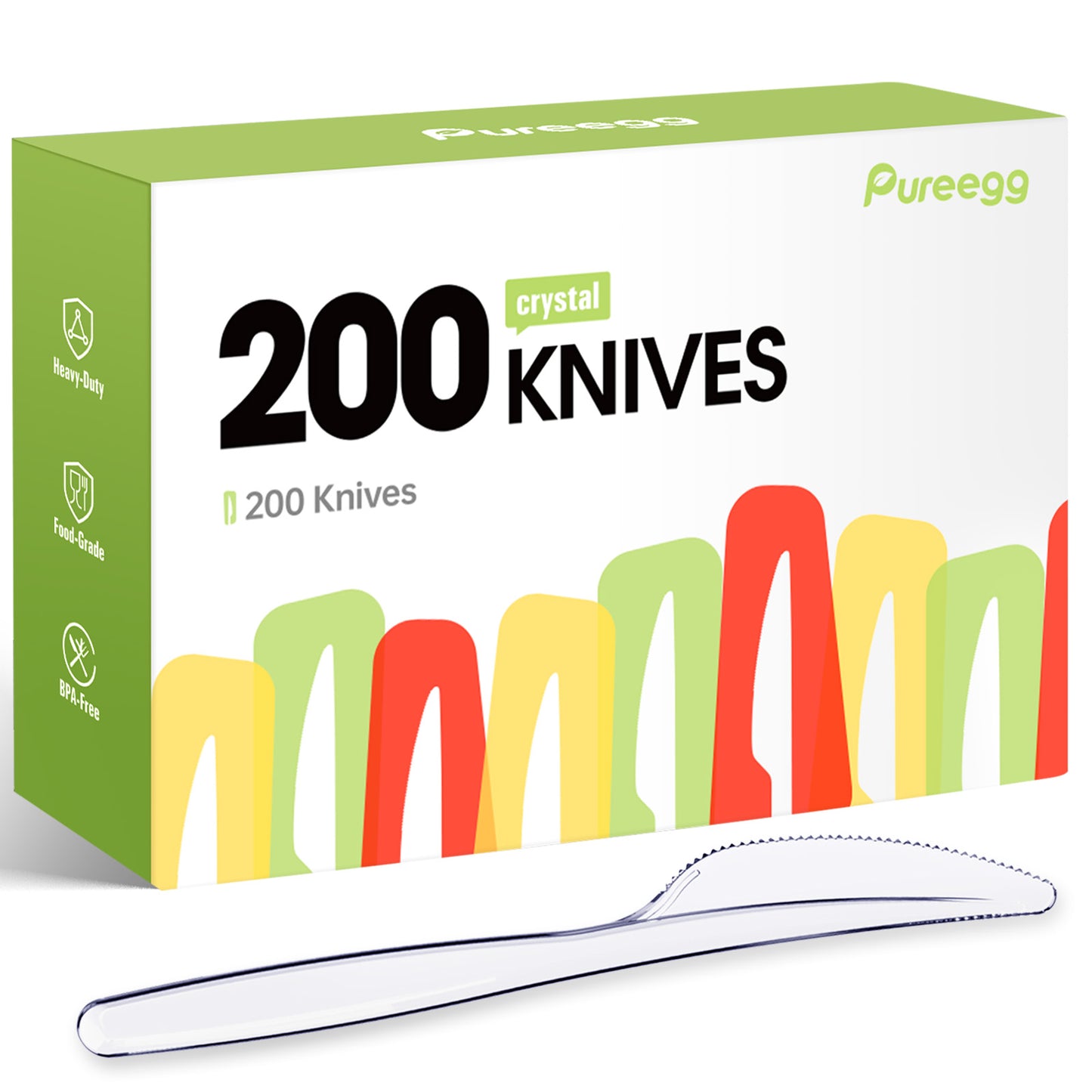 Pureegg Plastic Knives - 200 Packs