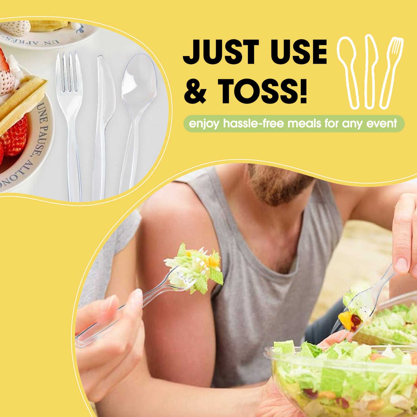 Pureegg Plastic Forks - 200 Packs, Premium 7" Disposable Forks, Heat-Resistant & BPA-Free Plastic Forks Heavy Duty, Party Supplies, Clear Plastic Forks for Office, Picnics, Restaurants, Everyday Use