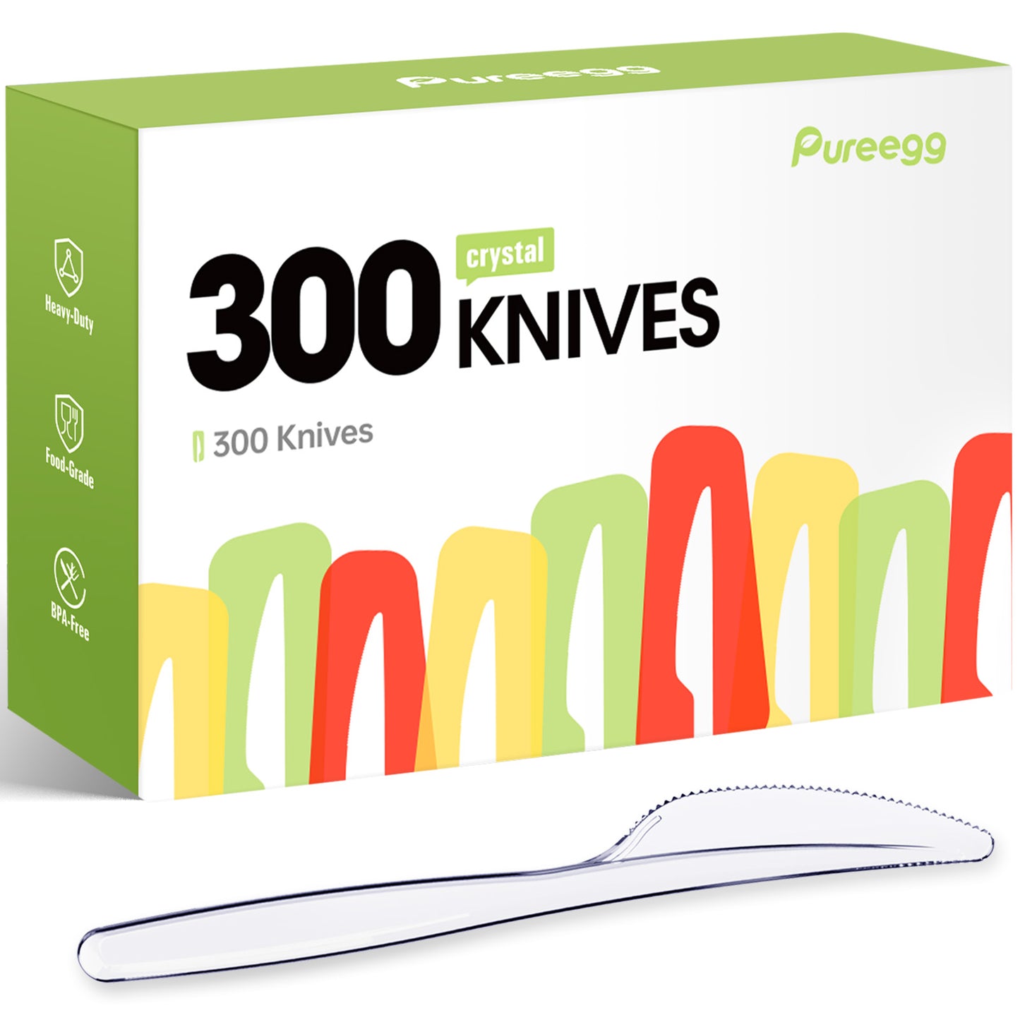 Pureegg Plastic Knives - 200 Packs