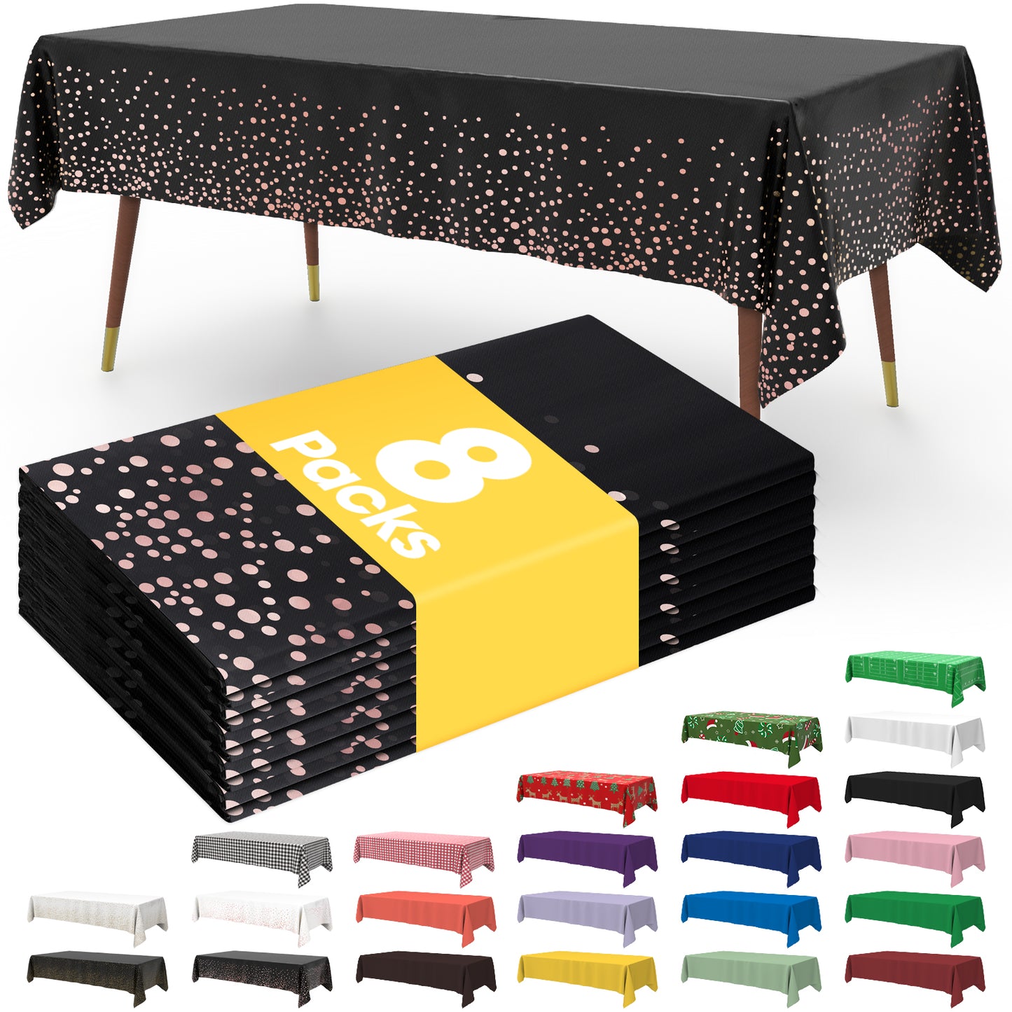 Pureegg Table Cloth - 10 Packs, Disposable Table Cloth for Retangle Table, 54"x108" Decorative Plastic Tablecloth for Parties, Picnics, Camping, Waterproof & Stain-Resistant, White