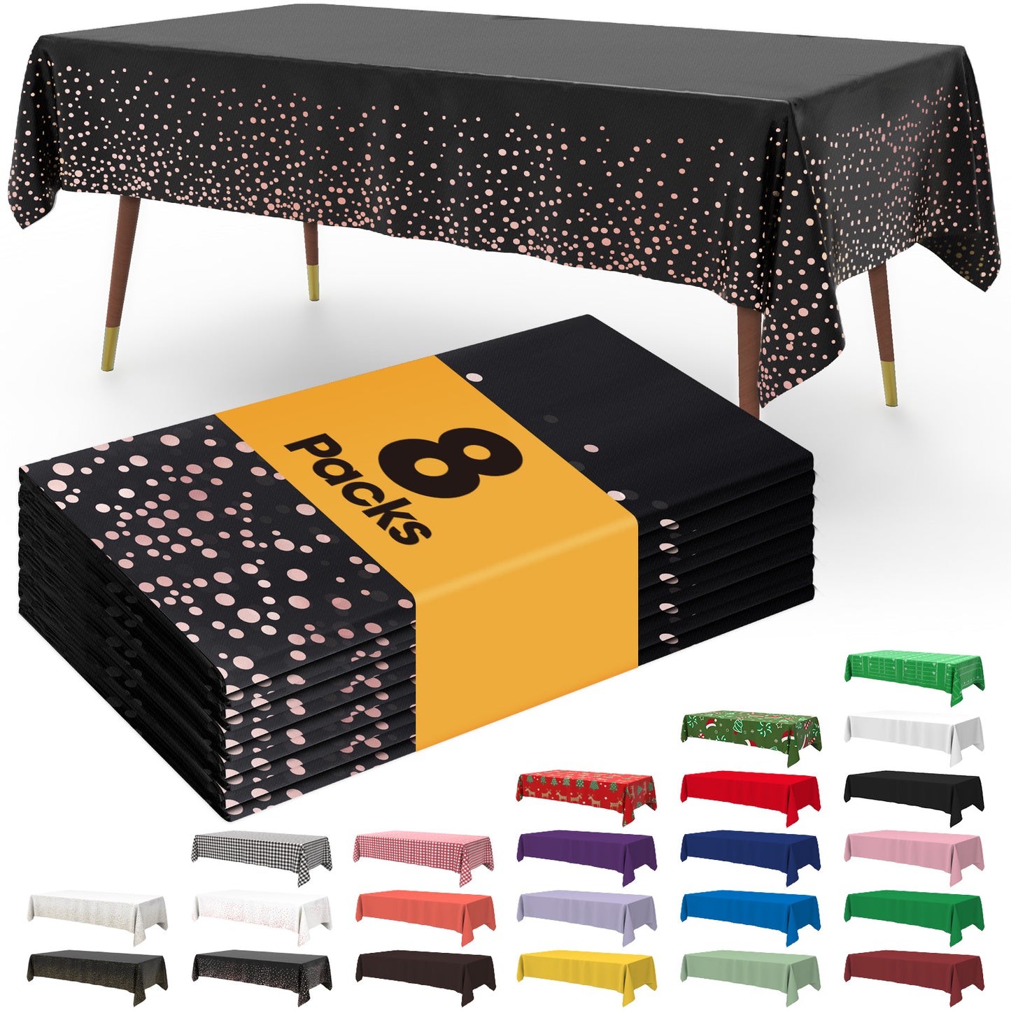 Pureegg Table Cloth - 10 Packs, Disposable Table Cloth for Retangle Table, 54"x108" Decorative Plastic Tablecloth for Parties, Picnics, Camping, Waterproof & Stain-Resistant, White