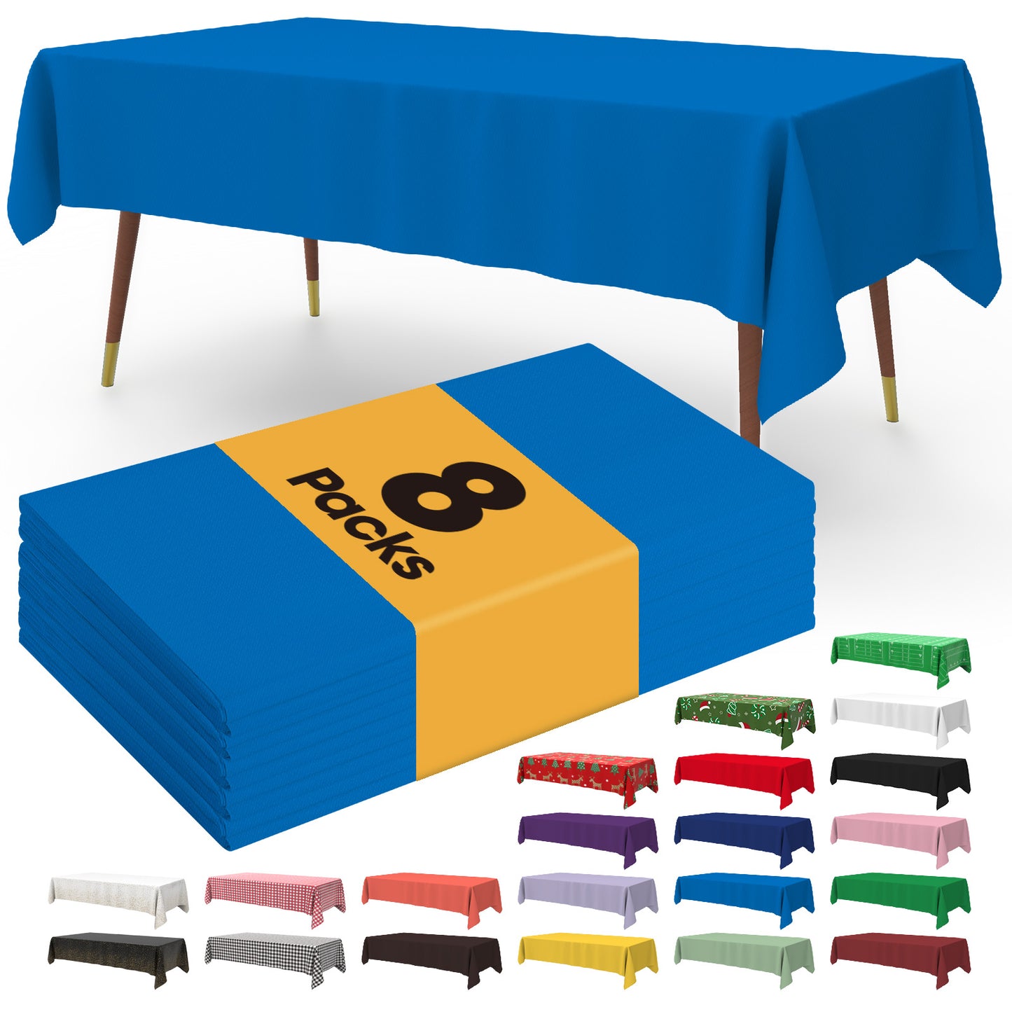 Pureegg Table Cloth - 10 Packs, Disposable Table Cloth for Retangle Table, 54"x108" Decorative Plastic Tablecloth for Parties, Picnics, Camping, Waterproof & Stain-Resistant, White