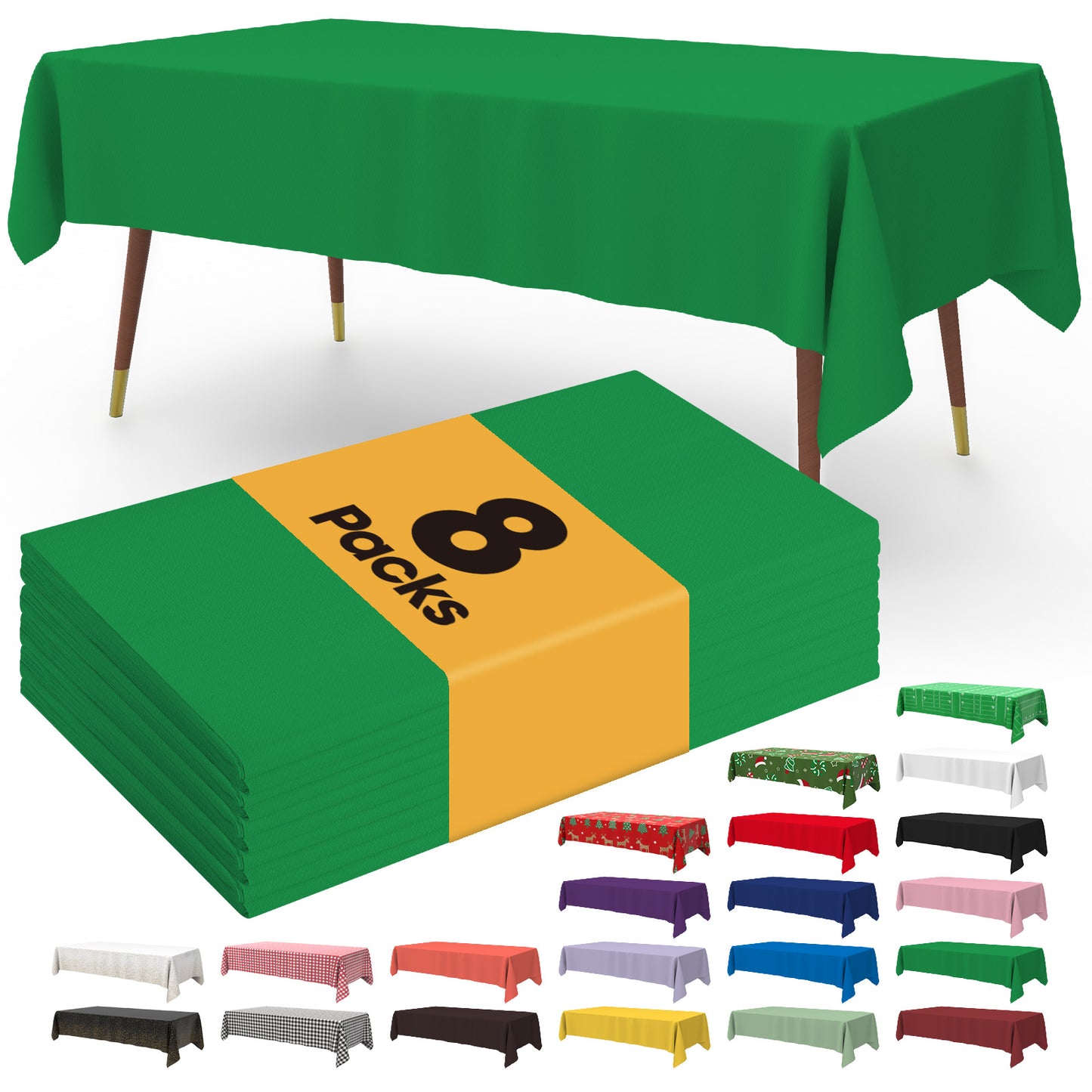 Pureegg Table Cloth - 10 Packs, Disposable Table Cloth for Retangle Table, 54"x108" Decorative Plastic Tablecloth for Parties, Picnics, Camping, Waterproof & Stain-Resistant, White