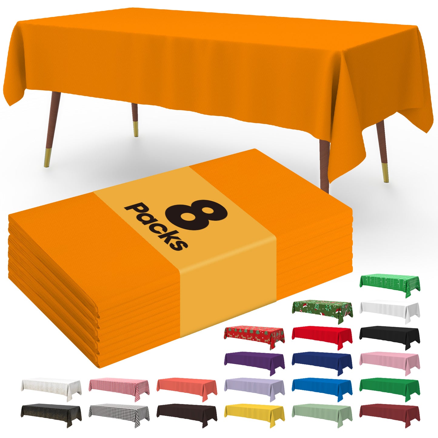 Pureegg Table Cloth - 10 Packs, Disposable Table Cloth for Retangle Table, 54"x108" Decorative Plastic Tablecloth for Parties, Picnics, Camping, Waterproof & Stain-Resistant, White