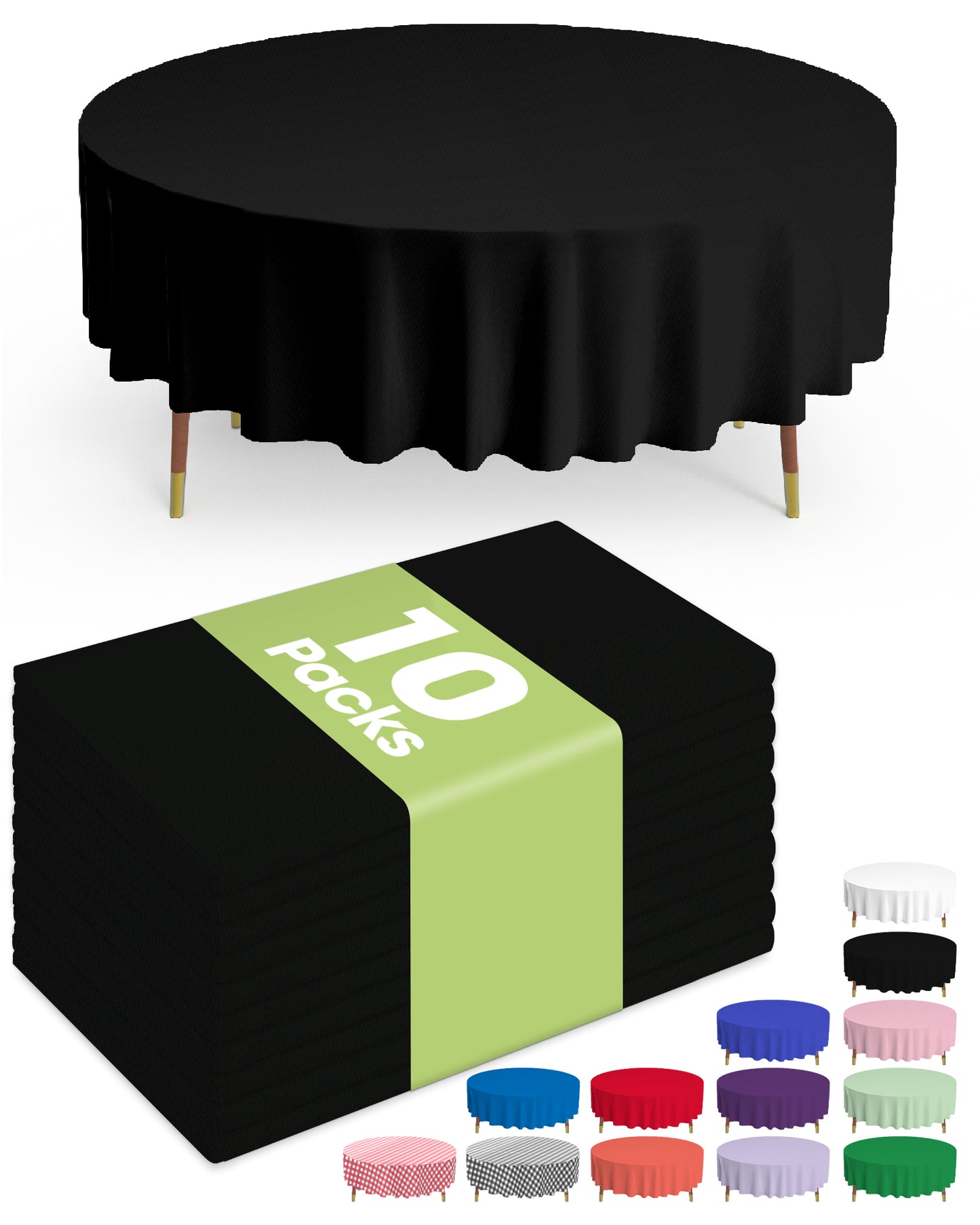 Pureegg Plastic Table Cloth Disposable - 10 Pack, Disposable Table Cloths for Parties, Weddings, Decorative Round Tablecloths, 84'' White Plastic Tablecloth, Leakproof & Sturdy