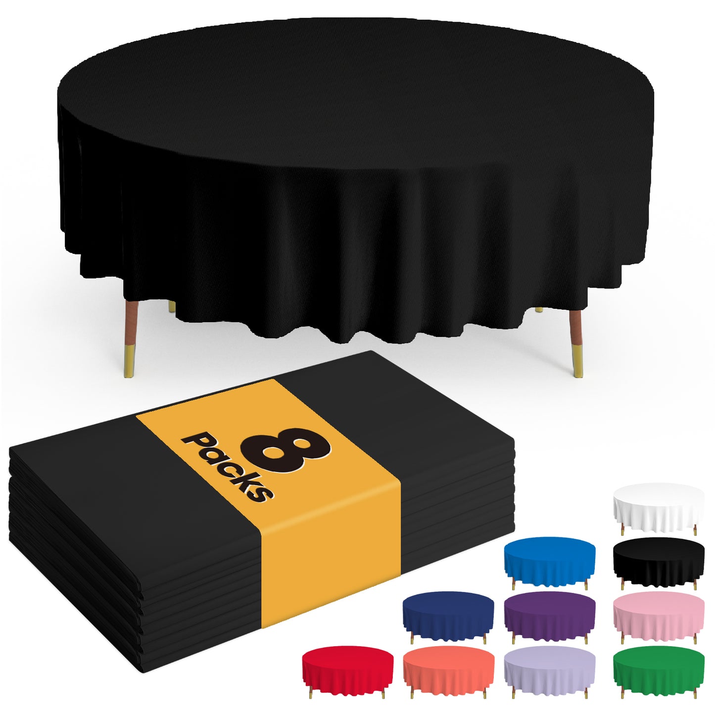 Pureegg Table Cloth - 10 Packs, Disposable Table Cloth for Retangle Table, 54"x108" Decorative Plastic Tablecloth for Parties, Picnics, Camping, Waterproof & Stain-Resistant, White