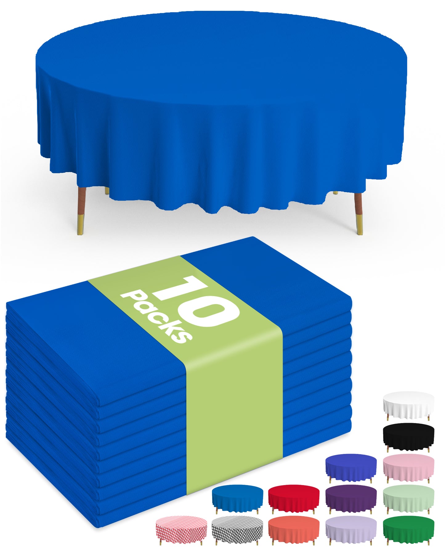Pureegg Plastic Table Cloth Disposable - 10 Pack, Disposable Table Cloths for Parties, Weddings, Decorative Round Tablecloths, 84'' White Plastic Tablecloth, Leakproof & Sturdy