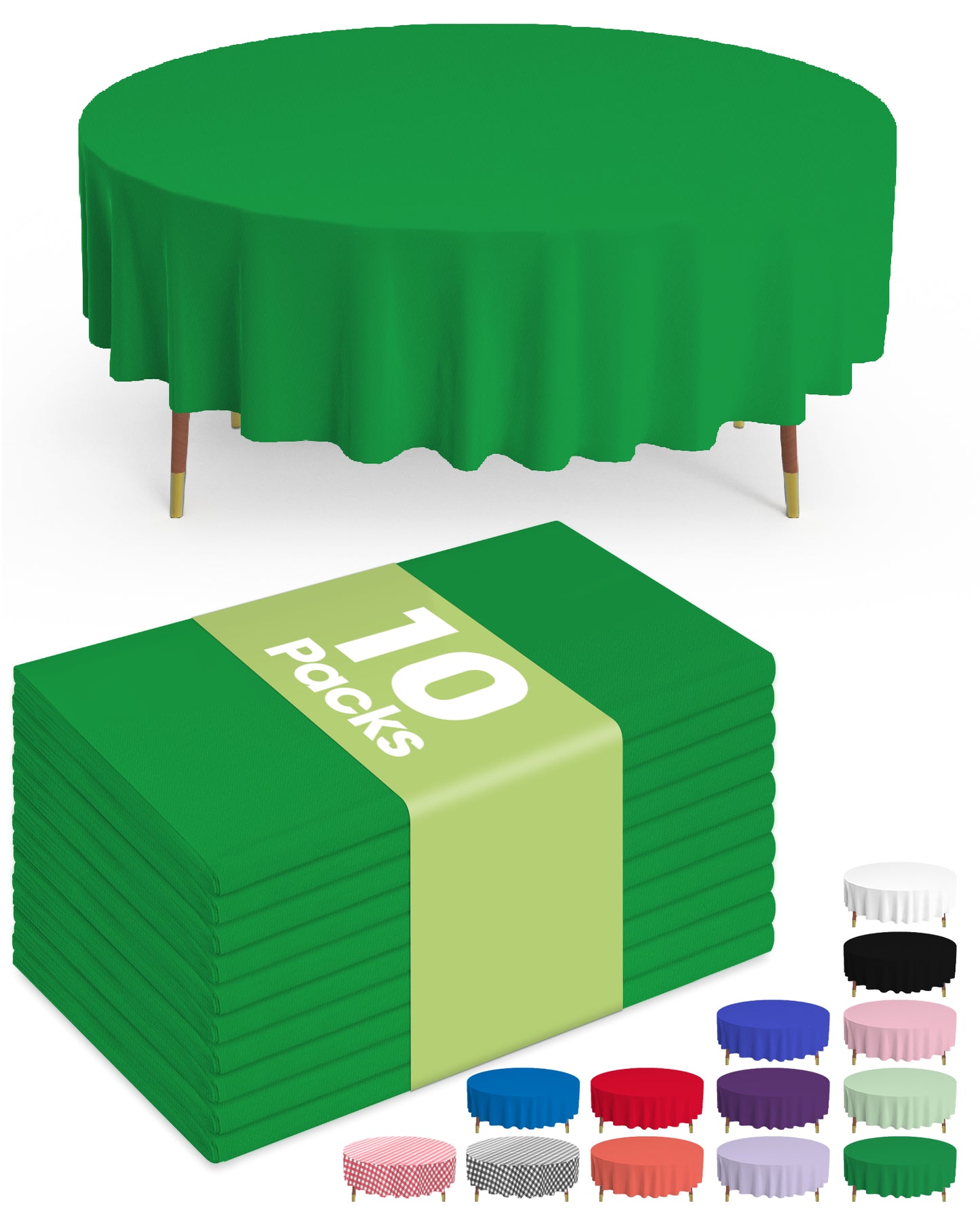 Pureegg Plastic Table Cloth Disposable - 10 Pack, Disposable Table Cloths for Parties, Weddings, Decorative Round Tablecloths, 84'' White Plastic Tablecloth, Leakproof & Sturdy