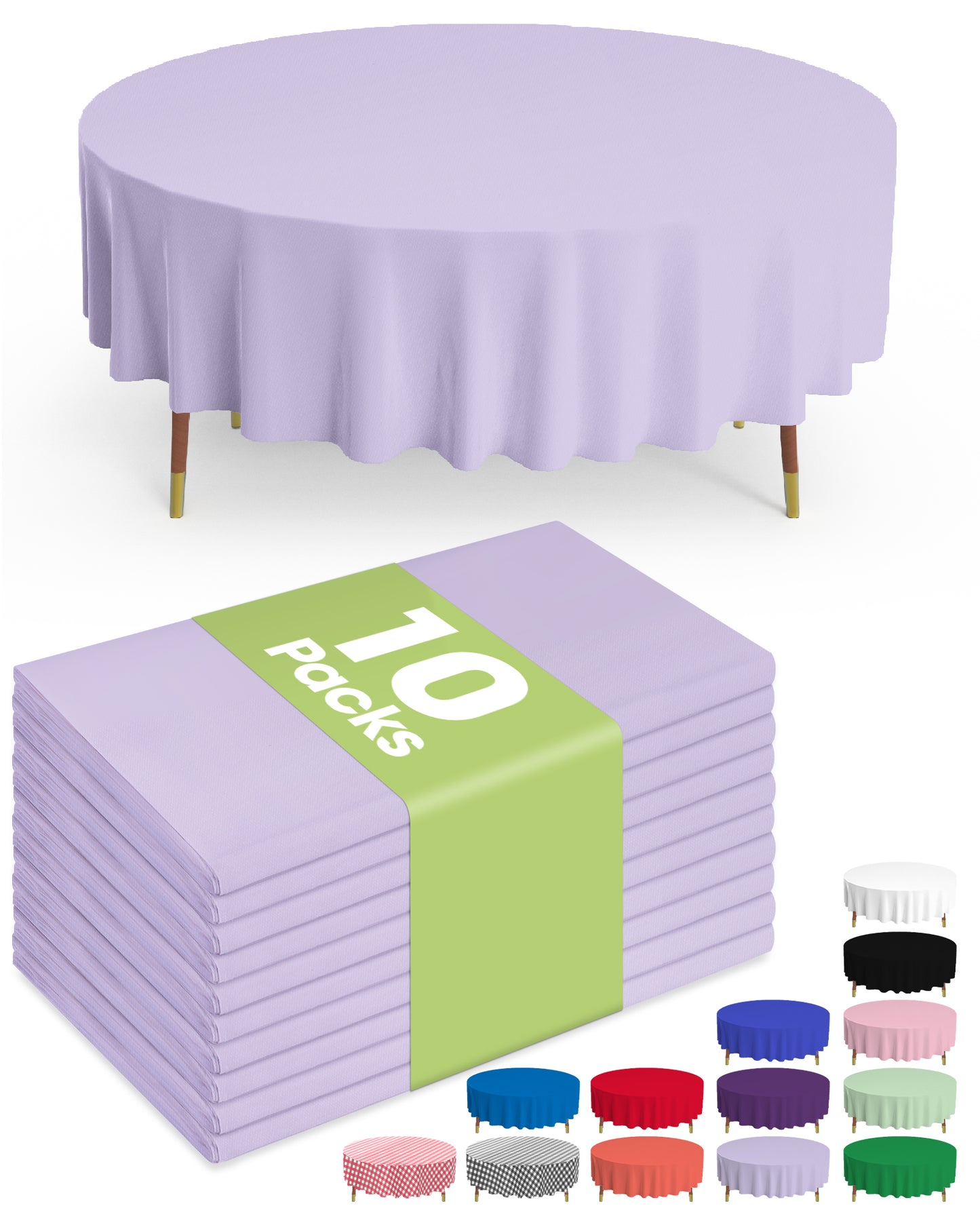 Pureegg Plastic Table Cloth Disposable - 10 Pack, Disposable Table Cloths for Parties, Weddings, Decorative Round Tablecloths, 84'' White Plastic Tablecloth, Leakproof & Sturdy