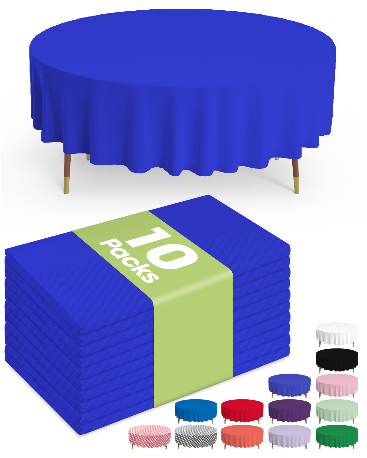 Pureegg Plastic Table Cloth Disposable - 10 Pack, Disposable Table Cloths for Parties, Weddings, Decorative Round Tablecloths, 84'' White Plastic Tablecloth, Leakproof & Sturdy