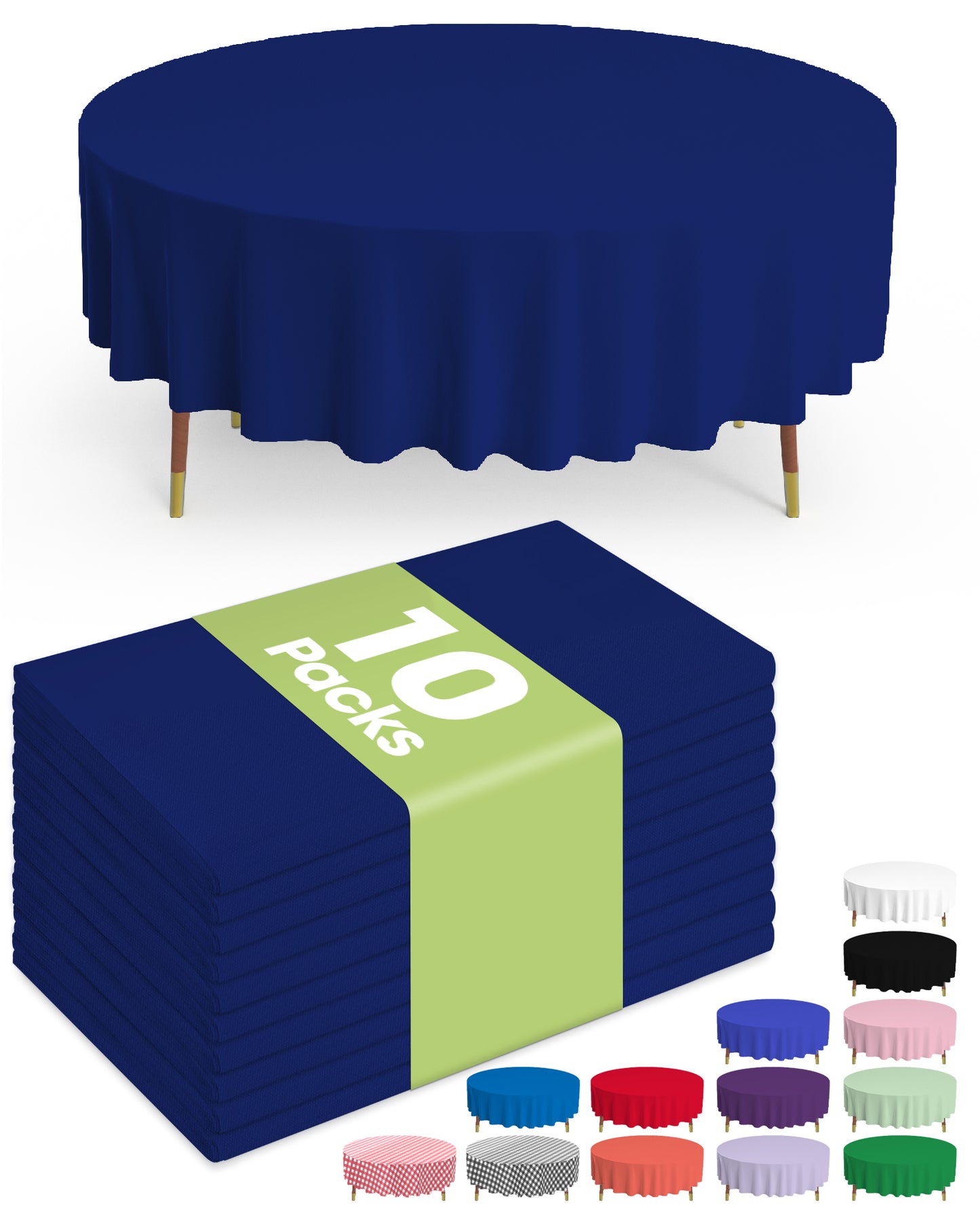 Pureegg Plastic Table Cloth Disposable - 10 Pack, Disposable Table Cloths for Parties, Weddings, Decorative Round Tablecloths, 84'' White Plastic Tablecloth, Leakproof & Sturdy