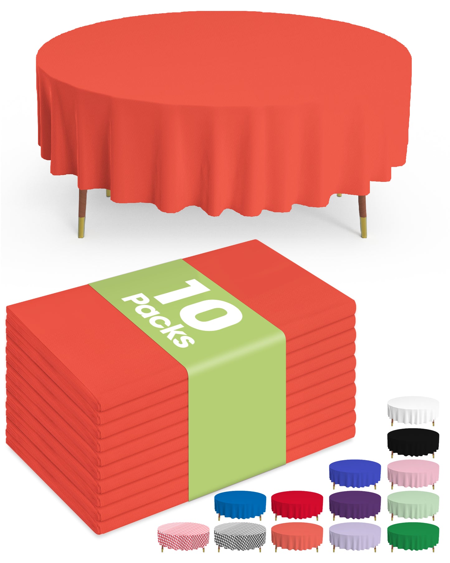 Pureegg Plastic Table Cloth Disposable - 10 Pack, Disposable Table Cloths for Parties, Weddings, Decorative Round Tablecloths, 84'' White Plastic Tablecloth, Leakproof & Sturdy
