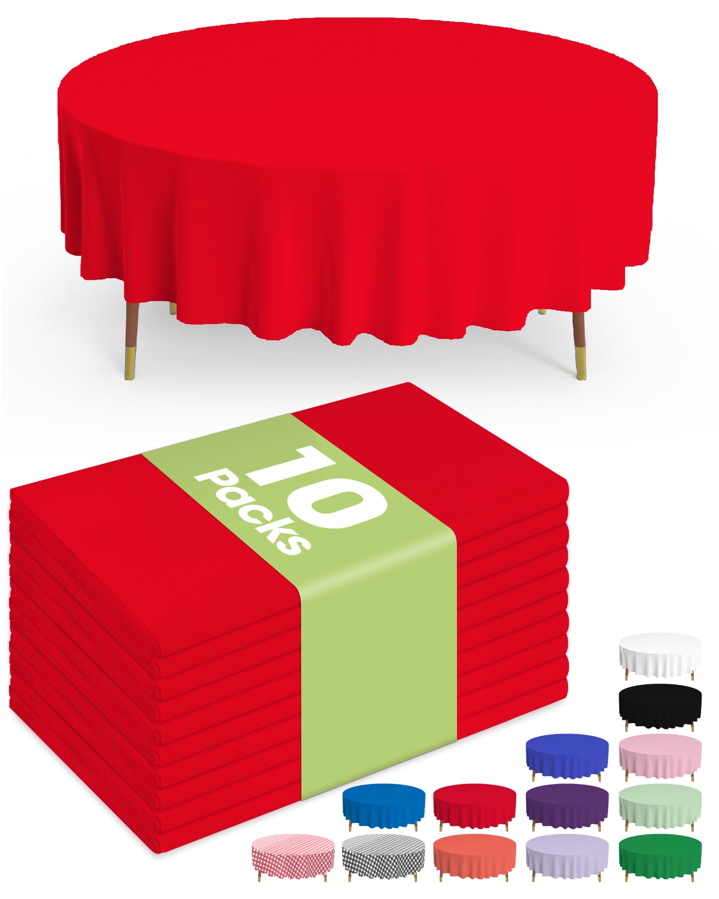 Pureegg Plastic Table Cloth Disposable - 10 Pack, Disposable Table Cloths for Parties, Weddings, Decorative Round Tablecloths, 84'' White Plastic Tablecloth, Leakproof & Sturdy